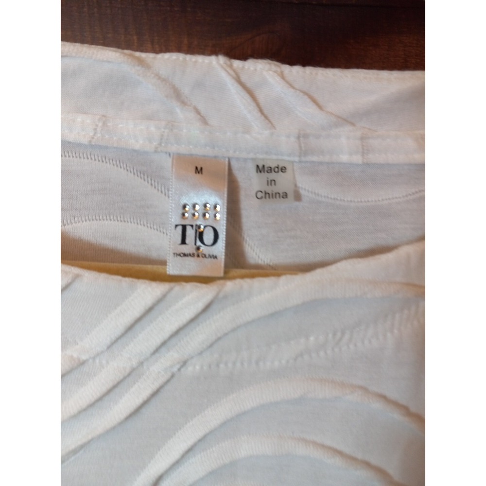 Thomas Olivia Womens White French Twist 3/4 Sleeve Shirt Size Medium - Picture 12 of 13